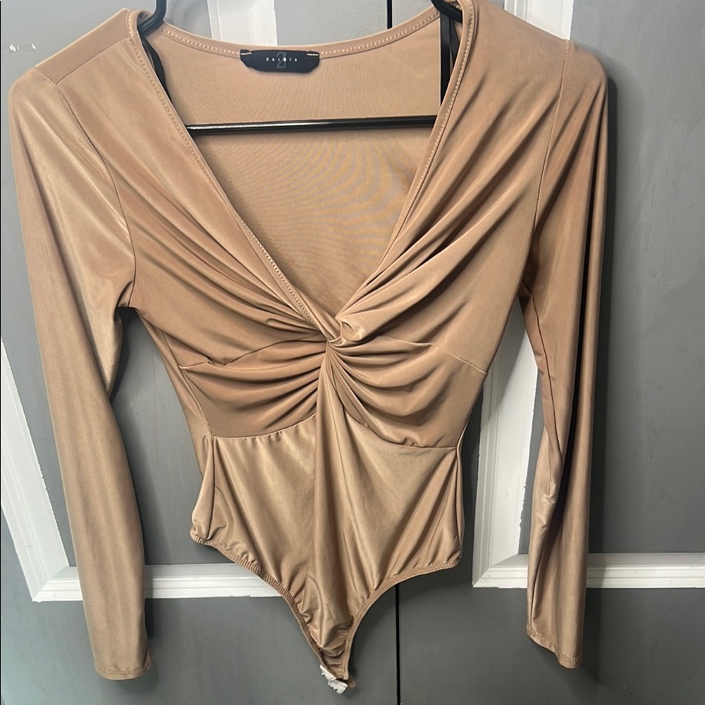 Saints  Tan Ruched Fitted Bodysuit